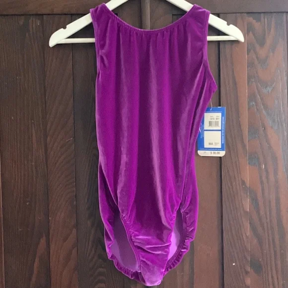 Motionwear Fuchsia Velvet Gymnastics Bodysuit - Picture 1 of 5